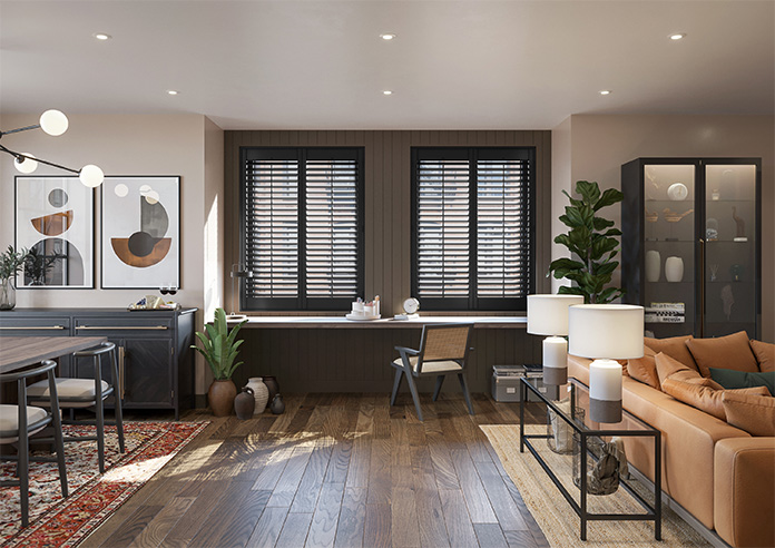 Kensington, Onyx Black - Full Height Plantation Shutter - Image 8